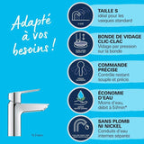 Mitigeur monocommande Lavabo GROHE Start - Taille S - limiteur de température - économie d'eau - 23550002