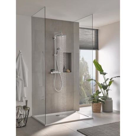 GROHE Colonne de douche mitigeur thermostatique Vitalio Joy 260, tete de douche 260mm, douchette 3 jets, chromé, 26403002