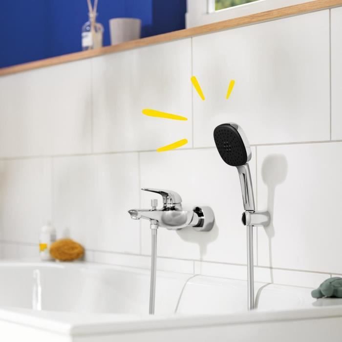 Ensemble de douche avec pommeau 2 jets, support et flexible - GROHE Vitalio Comfort 110 26399001 - Sélection facile - Economie d'eau