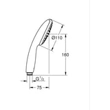 Pommeau de douche - GROHE Vitalio Start 110 27940001 - 1 jet Pluie - Economie d'eau - Procédé anti-calcaire - Chromé