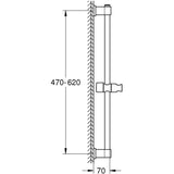 Barre de douche - GROHE Vitalio Universal 27724001 - 60cm - Ø 22 mm - Fixation supérieure réglable - A coller ou a visser - Chromé