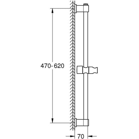 Barre de douche - GROHE Vitalio Universal 27724001 - 60cm - Ř 22 mm - Fixation supérieure réglable - A coller ou a visser - Chromé