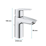 Mitigeur monocommande Lavabo GROHE QUICKFIX Start - Chromé - Economie d'eau - Installation facile