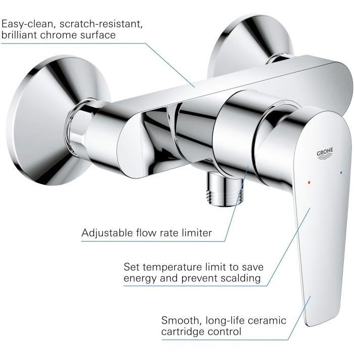 Mitigeur monocommande Douche - GROHE - Finition Chromé - Economie d'eau - Garantie 5 ans