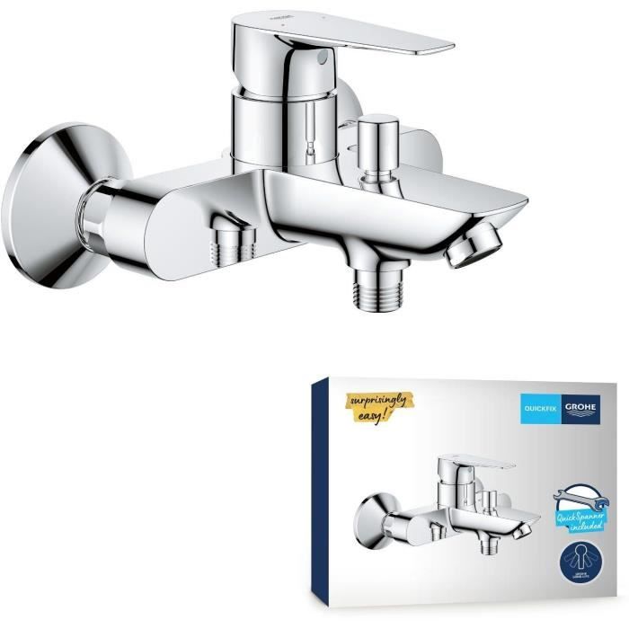 Mitigeur monocommande Bain / Douche - GROHE - Start Edge - Chromé - Economie d'eau - Garantie 5 ans