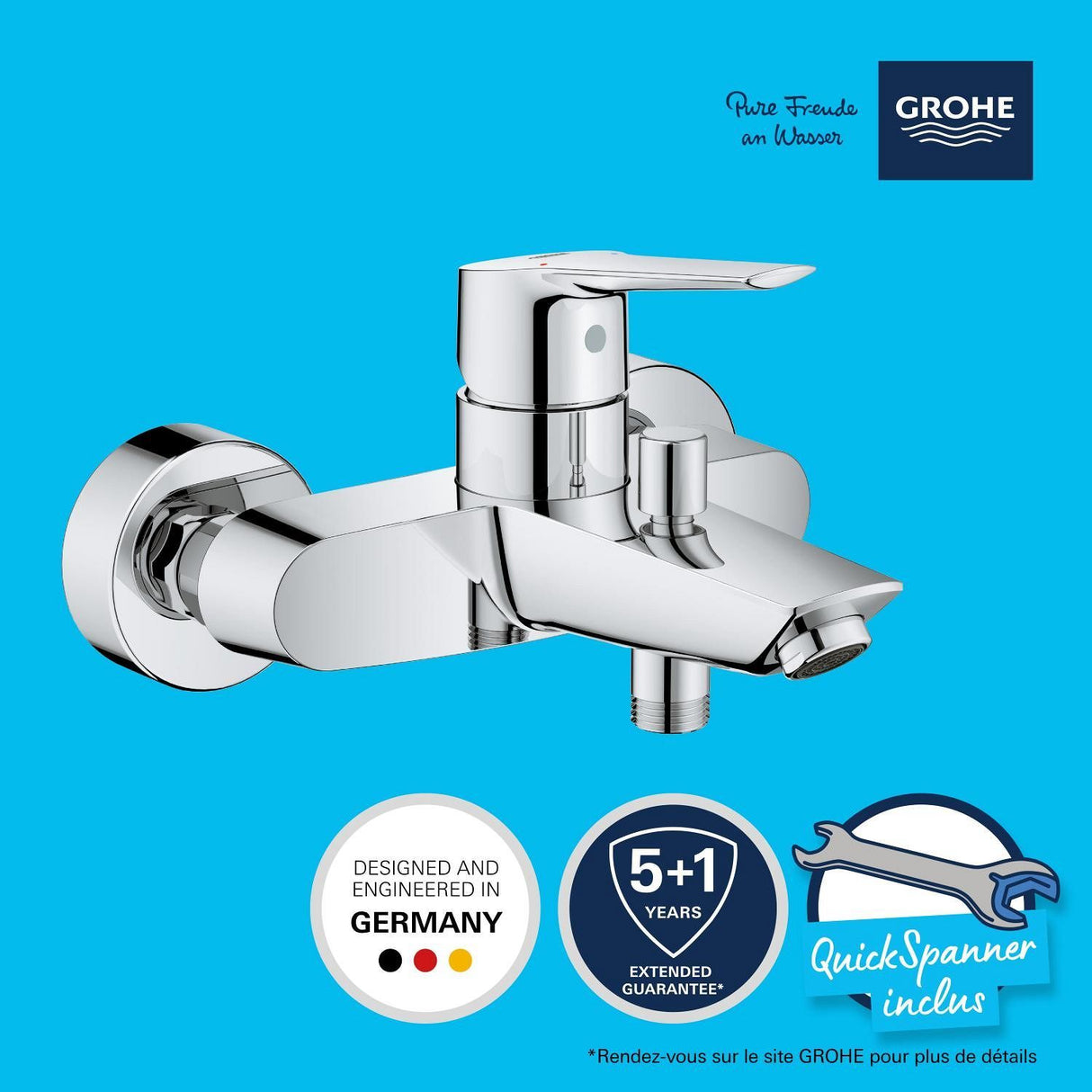 Mitigeur Bain / Douche Start - GROHE - 24206002 - Inverseur automatique - Mousseur économique - Chromé