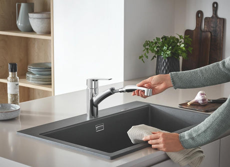 GROHE QUICKFIX Start Robinet de cuisine évier, douchette extractible, inverseur 2 jets, rotation 90°, 30531001