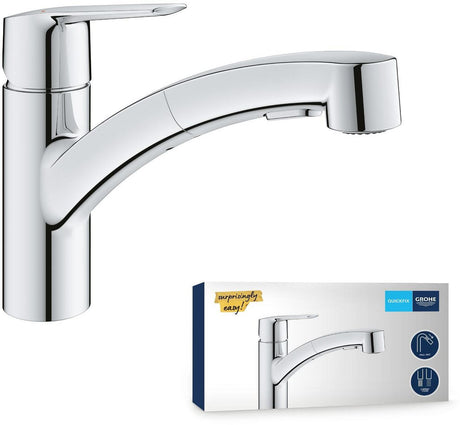 GROHE QUICKFIX Start Robinet de cuisine évier, douchette extractible, inverseur 2 jets, rotation 90°, 30531001