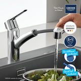 GROHE QUICKFIX Start Robinet de cuisine évier, douchette extractible, inverseur 2 jets, rotation 90°, 30531001