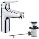 Mitigeur monocommande lavabo - GROHE Swift - 24328001 - Chromé - Taille M - Ouverture Eau Froide - Economie d'eau -Tirette et vidage