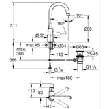 Mitigeur monocommande lavabo - GROHE Swift - 24330001 - Chromé - Taille L - Bec haut - Economie d'eau