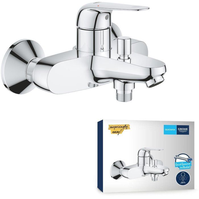 Mitigeur monocommande bain/douche - GROHE Swift - 24335001 - Chromé - Montage mural apparent