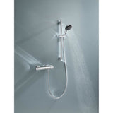 Ensemble de douche avec mitigeur thermostatique, pommeau 3 jets, barre 60cm et flexible - GROHE 34237003 - Economie d'eau - Chromé