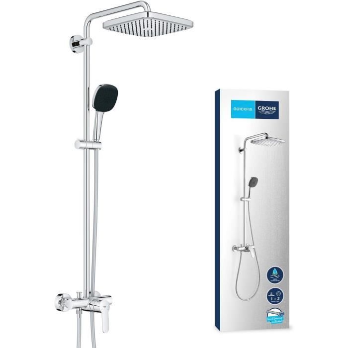 Colonne de douche avec mitigeur monocommande - Economie d'eau - GROHE Vitalio Comfort 250 - Chromé - 26985001