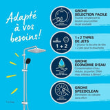 Colonne de douche avec inverseur manuel - Economie d'eau - GROHE Vitalio Comfort 250 - Chromé - 26986001