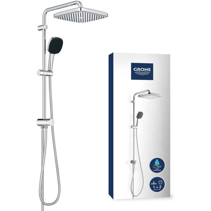 Colonne de douche avec inverseur manuel - Economie d'eau - GROHE Vitalio Comfort 250 - Chromé - 26698001