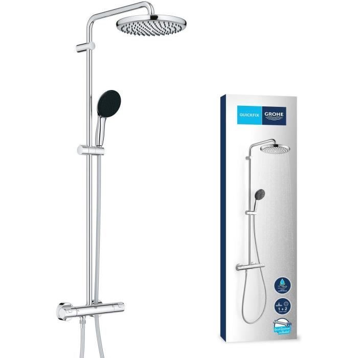 Colonne de douche avec mitigeur thermostatique - Economie d'eau - GROHE Vitalio Start System 250 - Chromé - 26677001