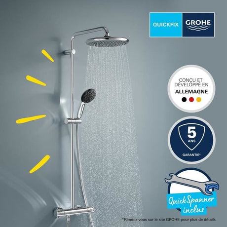 Colonne de douche avec mitigeur thermostatique - Economie d'eau - GROHE Vitalio Start System 250 - Chromé - 26677001