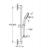 Ensemble de douche avec pommeau 2 jets, barre et flexible - GROHE Vitalio Comfort 110 26928001 - Sélection facile - Economie d'eau