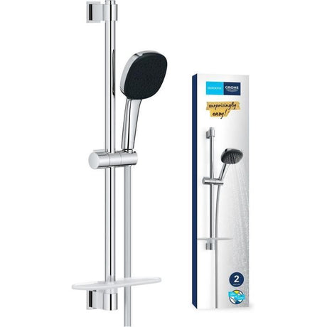 Ensemble de douche avec pommeau 2 jets, barre, flexible et tablette - GROHE Vitalio Comfort 110 26929001 - Economie d'eau - Chromé