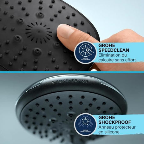 Ensemble de douche avec pommeau 2 jets, barre 60cm et flexible - GROHE Vitalio Start 110 26951001 - Economie d'eau - Chromé