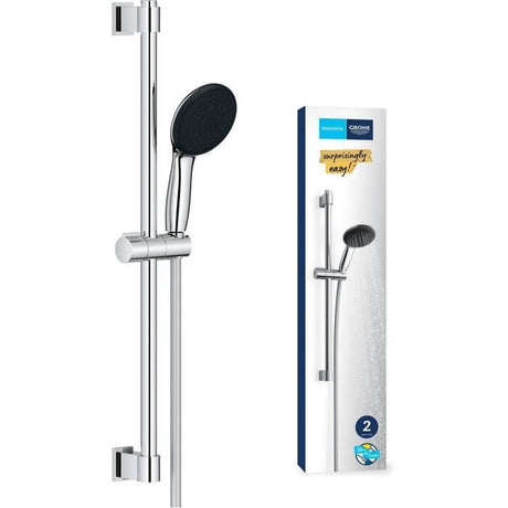 Ensemble de douche avec pommeau 2 jets, barre 60cm et flexible - GROHE Vitalio Start 110 26951001 - Economie d'eau - Chromé