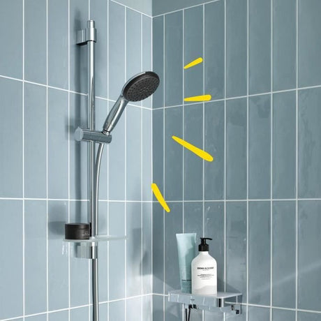 Ensemble de douche avec pommeau 2 jets, barre 60cm, flexible et tablette- GROHE Vitalio Start 110 26952001 - Economie d'eau - Chromé