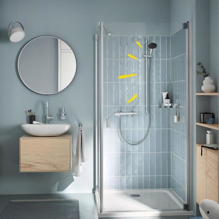 Ensemble de douche avec pommeau 1 jet, barre 90cm et flexible - GROHE Vitalio Start 110 26953001 - Economie d'eau - Chromé