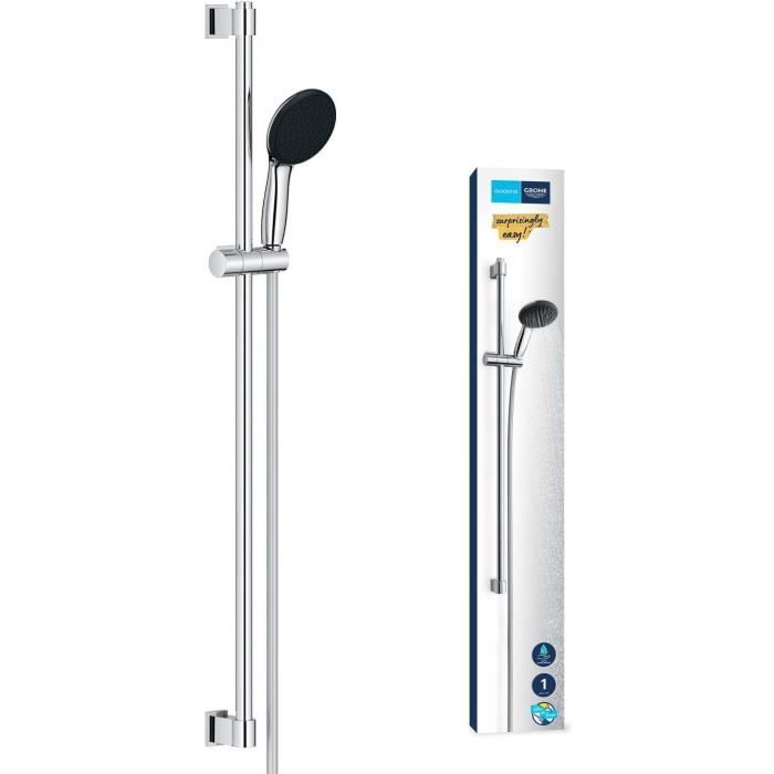 Ensemble de douche avec pommeau 1 jet, barre 90cm et flexible - GROHE Vitalio Start 110 26953001 - Economie d'eau - Chromé