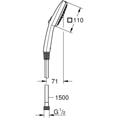 Ensemble flexible et pommeau de douche 2 jets - GROHE Vitalio Comfort 110 26973001 - Sélection facile - Economie d'eau