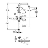 Robinet de cuisine - Mitigeur monocommande évier - Noir mat - Bec haut - Rotation 150° - GROHE Start - 304702430