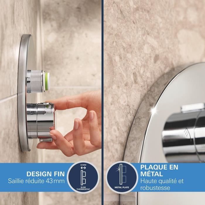 Ensemble de douche encastré - Tous les types de jets - Mitigeur thermostatique - GROHE - 34878000 - Gris