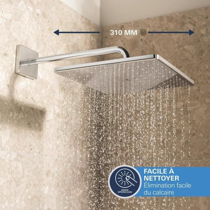 Ensemble de douche encastré - 1 jet - Mitigeur thermostatique - GROHE - 34881000 - Gris