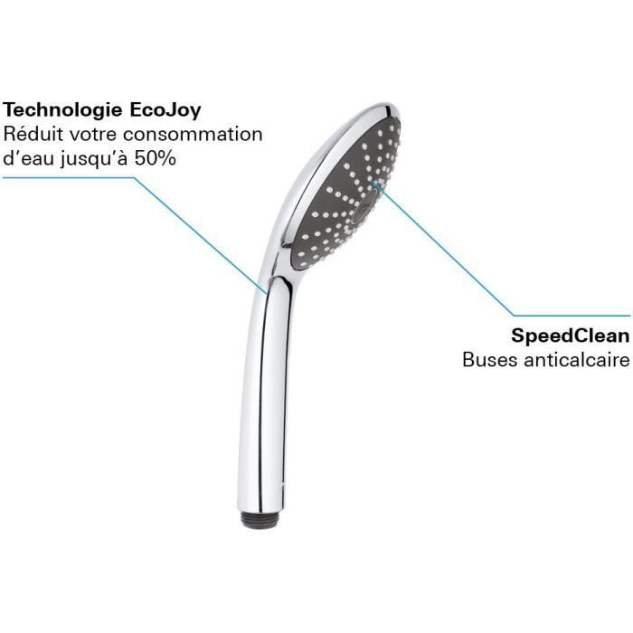 Douchette 1 jet GROHE Vitalio Joy 110 Chromé - Économie d'eau, Double paroi, Compatible chauffe-eau
