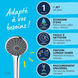 Douchette 1 jet - GROHE - Vitalio Joy 110 - EcoJoy - StarLight Chrome - Inner WaterGuide