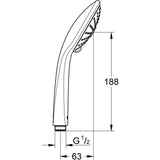 Douchette 3 jets - GROHE - Vitalio Joy 110 Massage - Chromé - Economie d'eau