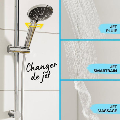 Ensemble de douche 3 jets - GROHE - Vitalio Joy 110 Massage - Flexible lisse - Systeme anti-torsion