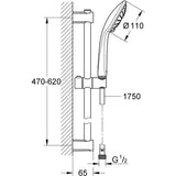 Ensemble de douche 3 jets - GROHE - Vitalio Joy 110 Massage - Flexible lisse - Systeme anti-torsion
