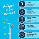 Ensemble de douche 3 jets - GROHE - Vitalio Joy 110 Massage - Flexible lisse - Systeme anti-torsion