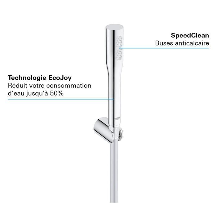 Pommeau de douche GROHE Vitalio Get Stick - 1 jet - technologie anti-brűlure et économie d'eau - chromé