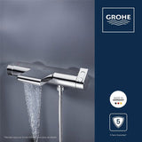 GROHE Mitigeur mural thermostatique bain/douche ˝ Grohtherm 2000 34174001 - Jet cascade - Limiteur de température - Economie d'eau