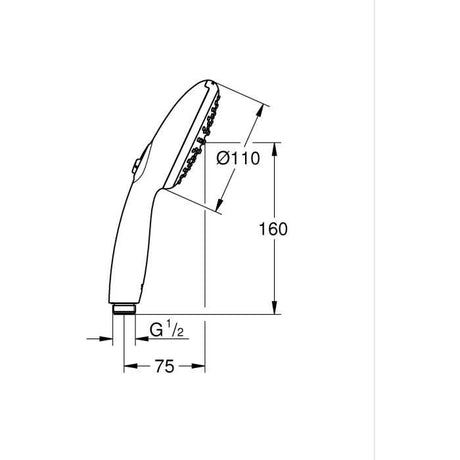 Pommeau de douche - GROHE Vitalio Start 110 27946001 - 2 jets (Pluie/Stimulant) - Economie d'eau - Procédé anti-calcaire - Chromé