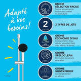 Ensemble de douche avec pommeau 2 jets, barre 60cm et flexible 1,75m - GROHE Vitalio Start 110 27948001 - Economie d'eau - Chromé
