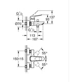Mitigeur de bain / douche mural - GROHE DICE - Noir mat