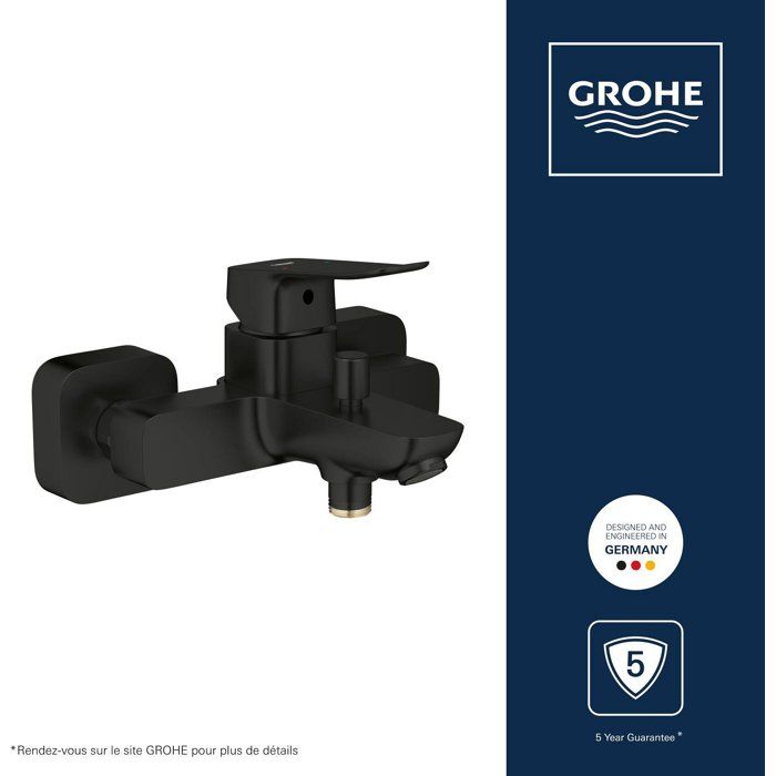 Mitigeur de bain / douche mural - GROHE DICE - Noir mat