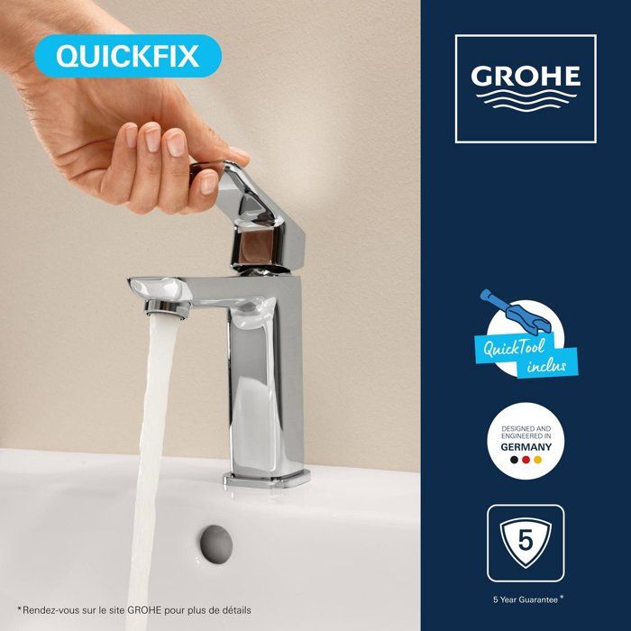 Mitigeur de lavabo - GROHE DICE - Taille M - Vidage clic-clac - Chrome