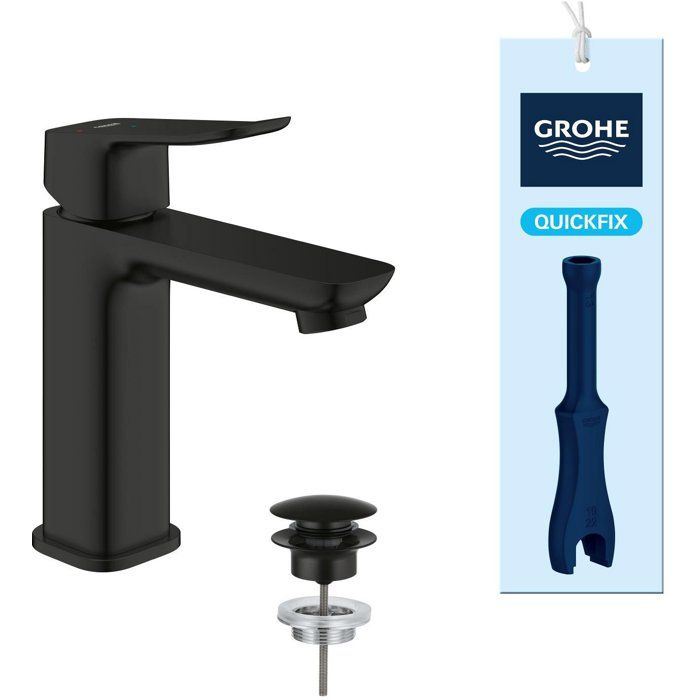 Mitigeur de lavabo - GROHE DICE - Taille M - Cartouche Ch3 & clic-clac - Noir mat