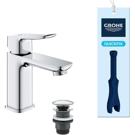 Mitigeur de lavabo - GROHE DICE - Taille S - Cartouche Ch3 & vidage clic-clac - Chrome