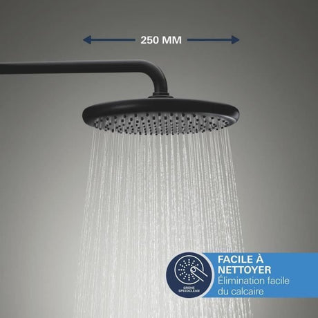 Ensemble de douche encastré - 1 + 2 jets - Mitigeur thermostatique - GROHE - 348832430 - Noir
