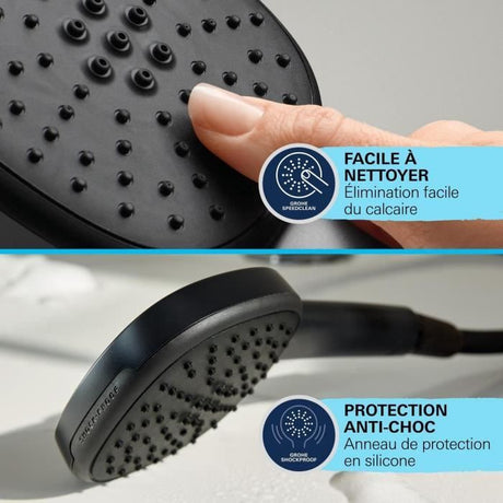 Pommeau de douche - GROHE Vitalio Comfort 110 263972431 - 2 jets (Pluie/Stimulant) - Sélection facile - Economie d'eau - Noir Mat